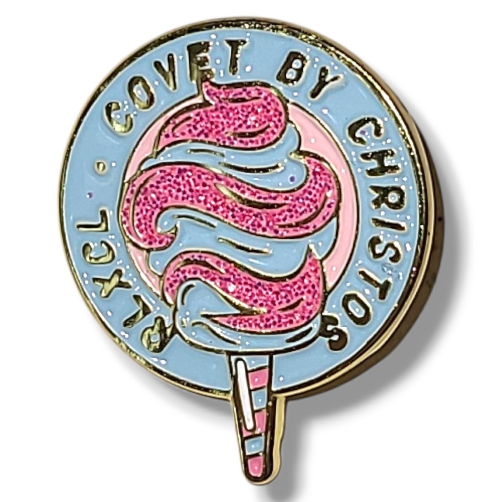 RLXCL Covet By Christos Cotton Candy Glitter Enamel Pin Pink Blue Cute‎